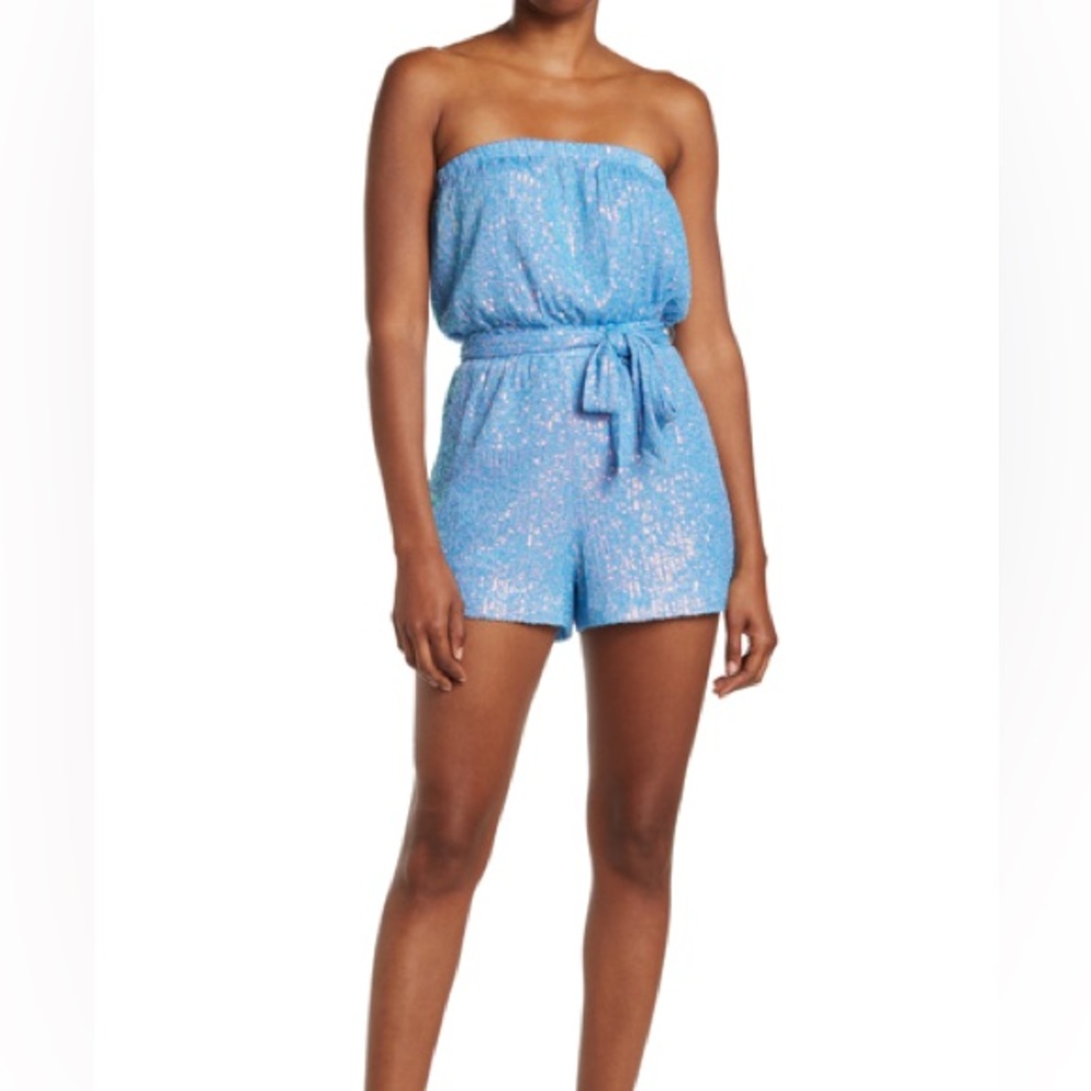 Likely Layne Romper Sz 4 in Iridescent Blue Sequin